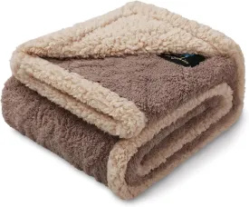 Waterproof Pet Blanket, Liquid Pee Proof Dog Blankets for Sofa Bed Couch, Reversible Sherpa Fleece Furniture Protector Cover for Small Medium Large Dogs Cats,Khaki Small40" x 28"