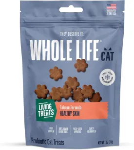 Whole Life Cat Living Treats for Cats  Human Grade Probiotics for Allergy & Itchy Skin Relief, Natural Digestive Support, Healthy Cat Snacks for Felines - Salmon & Yogurt, 1 oz (Pack of 1)