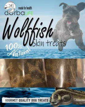 Wolffish Skin Treats for Dogs (2 Fish Sticks 6-in Each) Hand Wrapped w/Single Ingredient Super Tasty Dog Chews