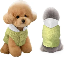 Yanmucy Dog Sweaters for Small Dogs Warm Dog Hoodie Puppy Sweatshirt with Leash Hole Winter Dog Fleece Jackets Vest for Chihuahua Teacup Yorkie Cat (Large, Green)