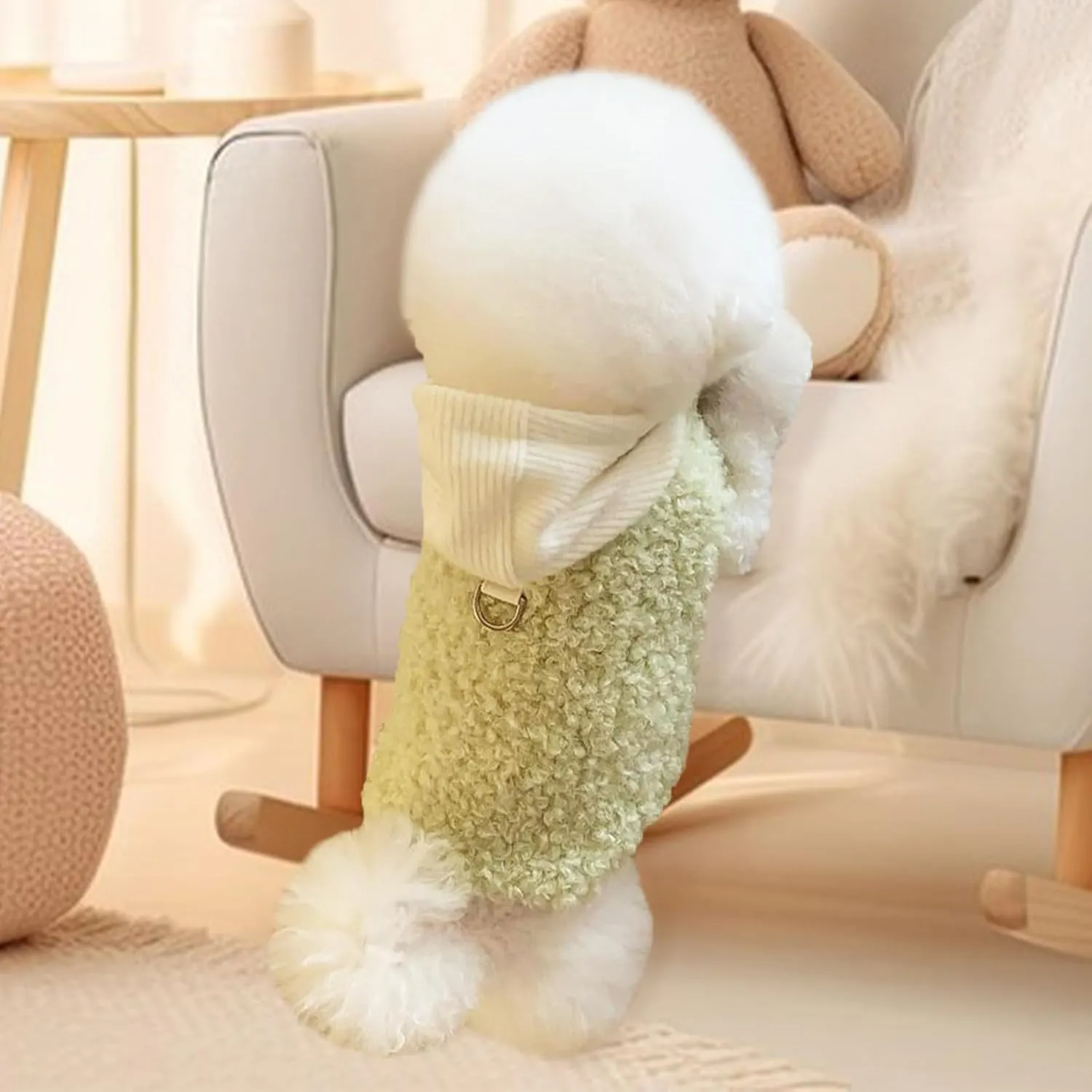 Yanmucy Dog Sweaters for Small Dogs Warm Dog Hoodie Puppy Sweatshirt with Leash Hole Winter Dog Fleece Jackets Vest for Chihuahua Teacup Yorkie Cat (Large, Green)