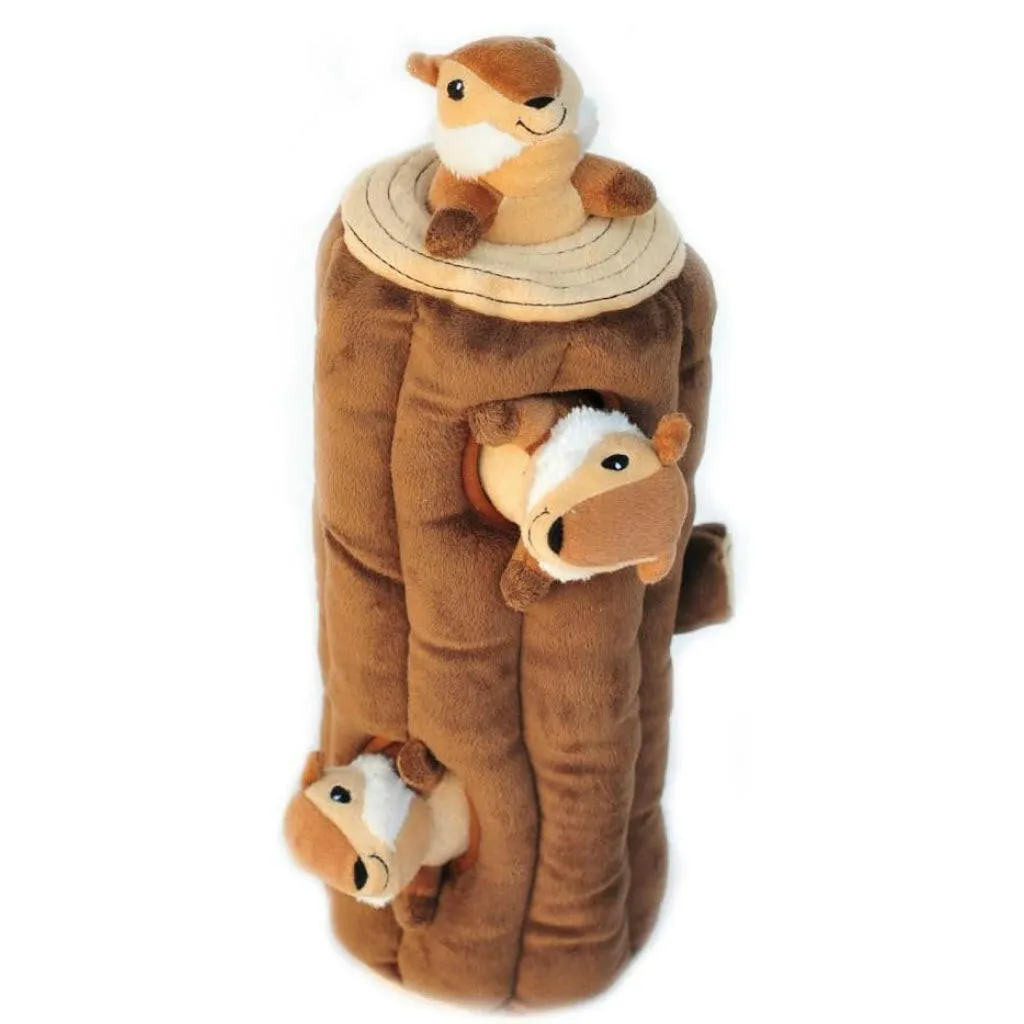 Zippy Paws Burrow Chipmunks 'n Log - Interactive Log Toy for Dogs