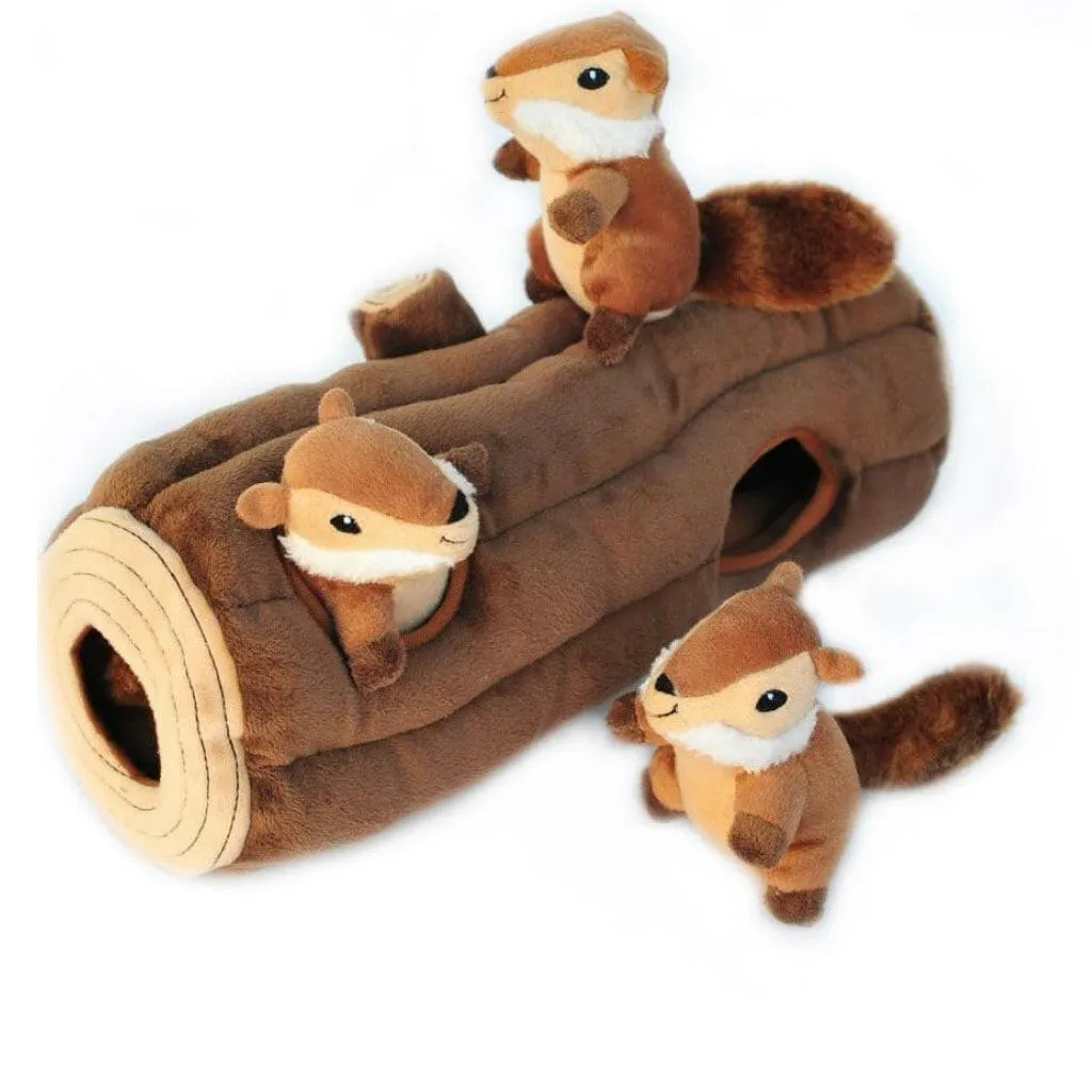 Zippy Paws Burrow Chipmunks 'n Log - Interactive Log Toy for Dogs