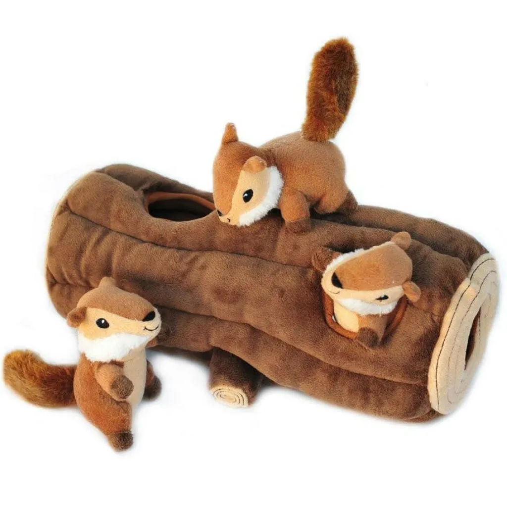 Zippy Paws Burrow Chipmunks 'n Log - Interactive Log Toy for Dogs