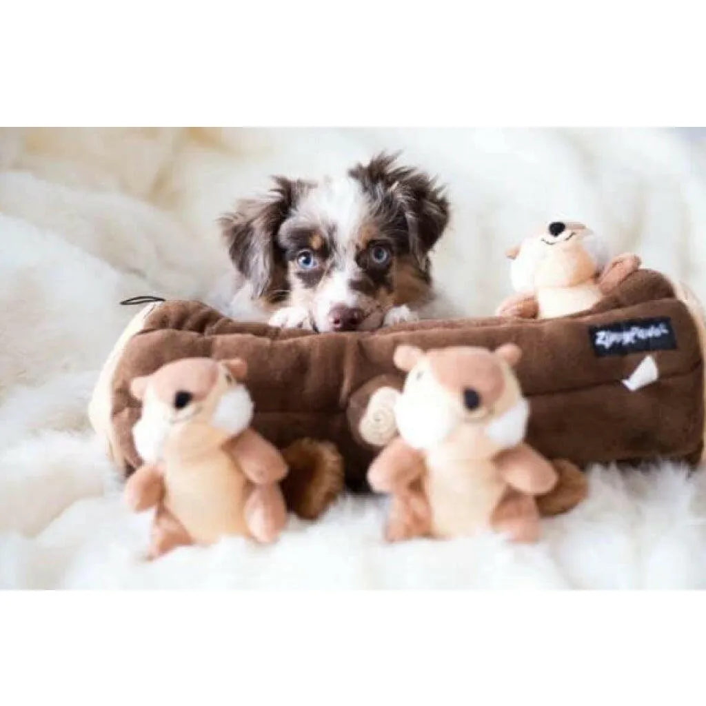 Zippy Paws Burrow Chipmunks 'n Log - Interactive Log Toy for Dogs