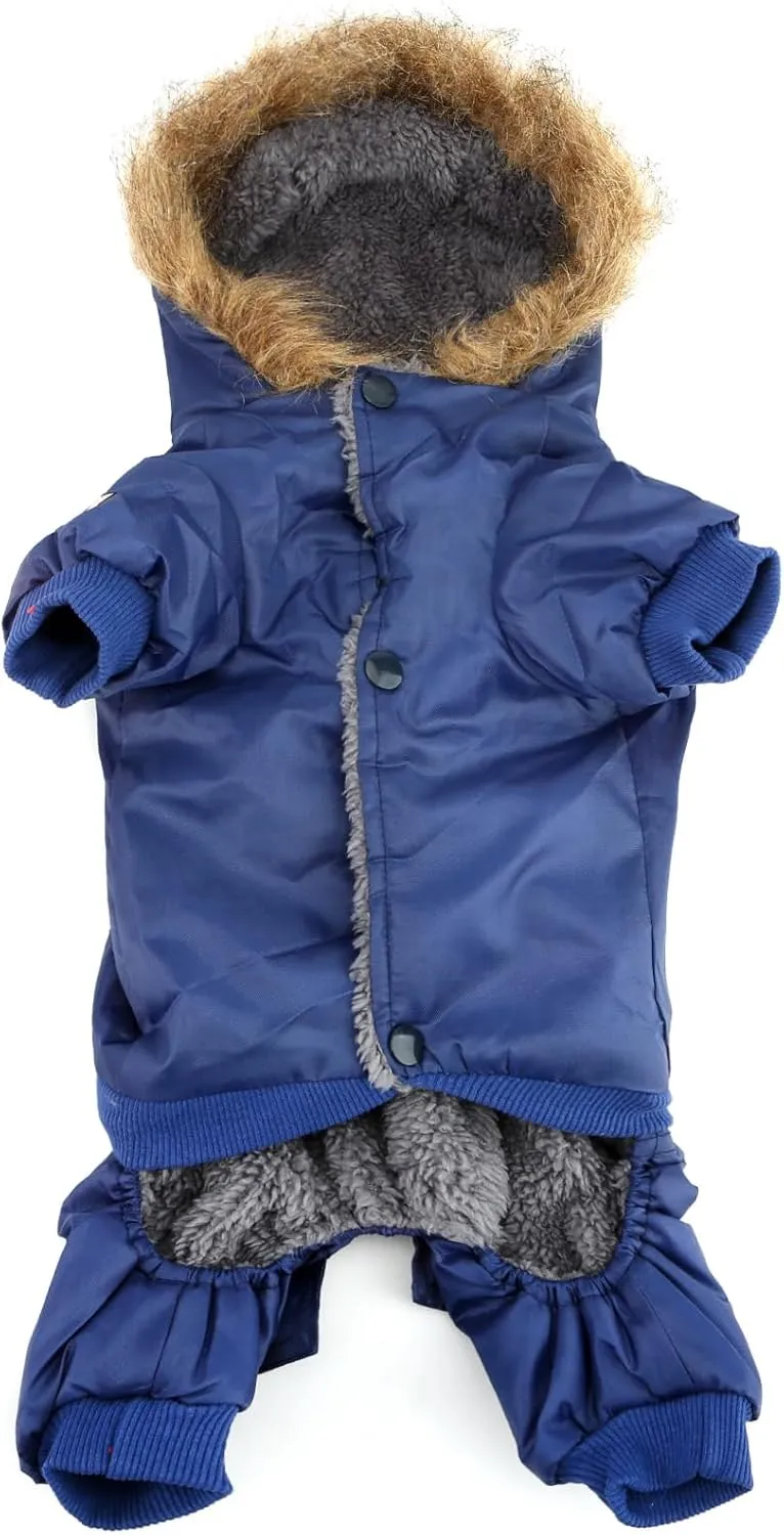 ZUNEA Padded Waterproof Small Dog Winter Jumpsuit Pet Puppy Jacket Coat Fleece Warm Snowsuit Airman Chihuahua Yorkie Outfits Clothes Apparel Blue S