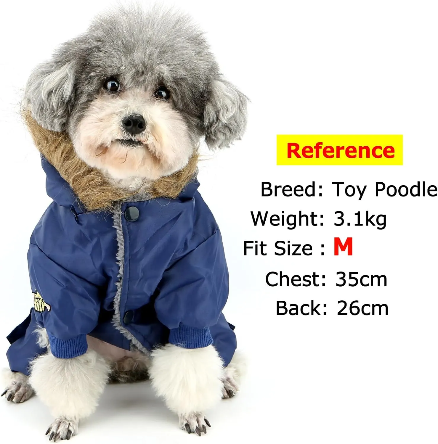 ZUNEA Padded Waterproof Small Dog Winter Jumpsuit Pet Puppy Jacket Coat Fleece Warm Snowsuit Airman Chihuahua Yorkie Outfits Clothes Apparel Blue S